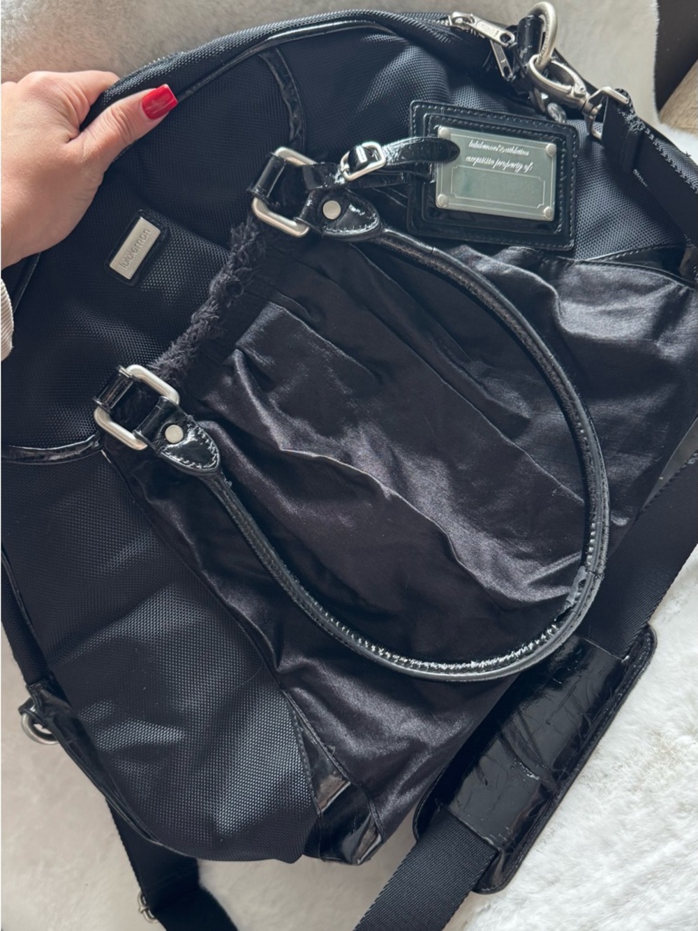 Lululemon Black Gym Bag Yoga Travel Duffel Shoulder Bag Weekender